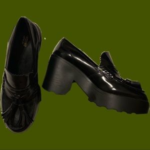 Black chunky loafer heels